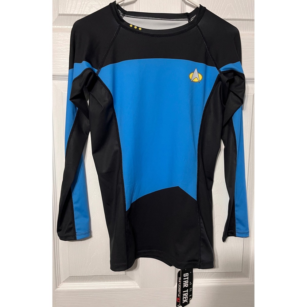 Fusion Fight Gear Star Trek TNG Science Blue Rashguard Compression Shirt S NEW